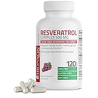 Bronson Resveratrol 500 Complex Standardized Trans-Resveratrol + Grape Seed & Red Wine Extract, 120 Capsules