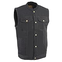 Milwaukee Leather Men's DM2238 Snap Front Denim Club Style Vest w/Gun Pocket