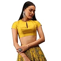 Women's Readymade Banglori Silk Blouse For Sarees || Indian Designer Bollywood Padded Stitched Crop Top Choli