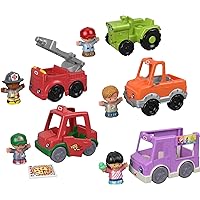 Fisher-Price Little People Toddler Playset Around the Neighborhood Vehicle Pack, 5 Toy Cars & Trucks and 5 Figures for Ages 1+ Years (Amazon Exclusive)