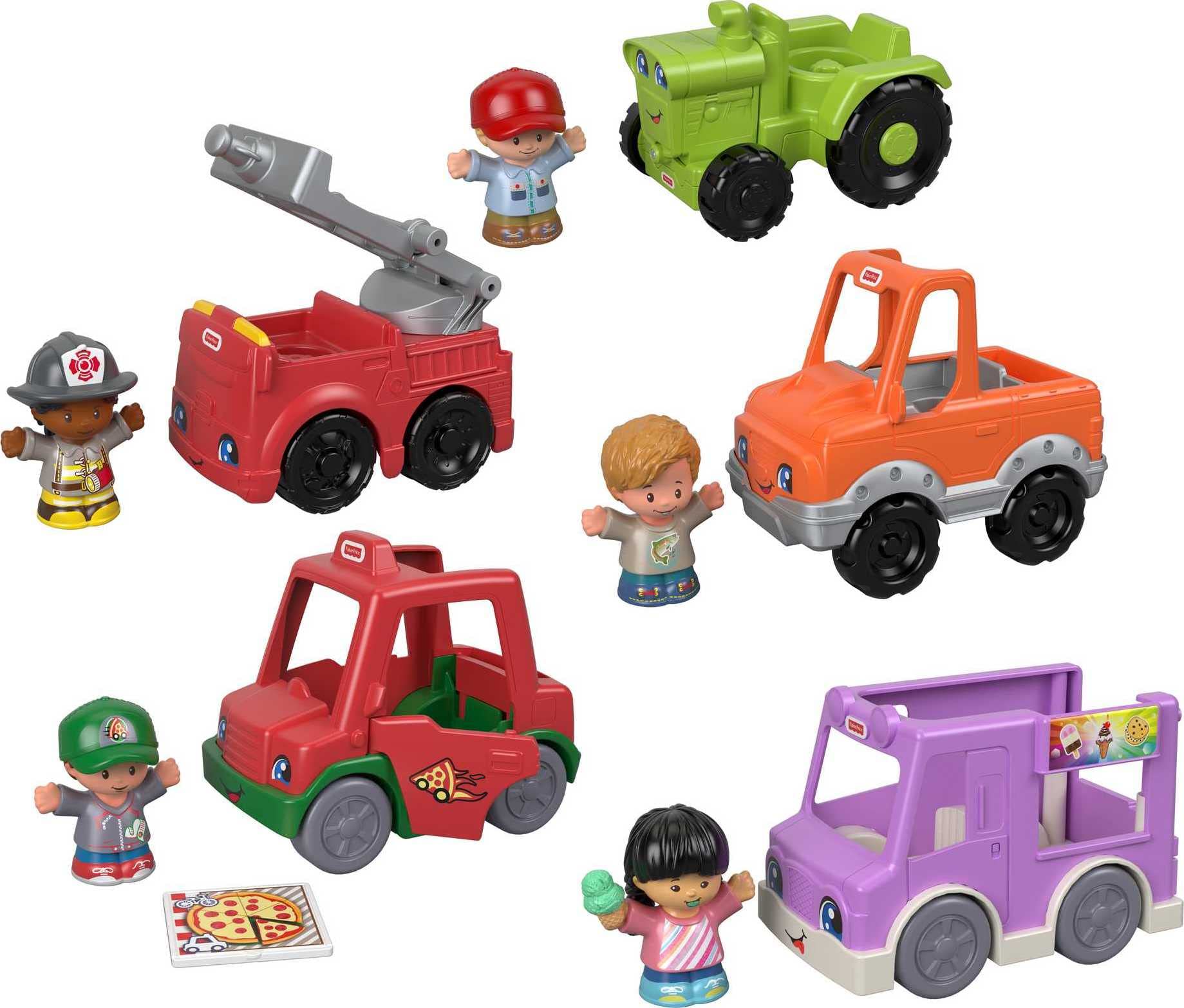 Fisher-Price Little People Toddler Playset Around the Neighborhood Vehicle Pack, 5 Toy Cars & Trucks and 5 Figures for Ages 1+ Years (Amazon Exclusive)
