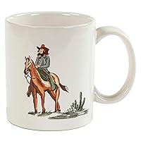 Paseo Road by HiEnd Accents Ranch Life Coffee Mug Set of 4, Cowgirl Horse Pattern Ceramic Mugs For Tea Cocoa Hot Chocolate, Cups with Handle for Hot or Cold Drinks, Western Rustic Design