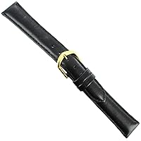17mm T&C Black Genuine Leather Padded Stitched Mens Watch Band Regular 522011