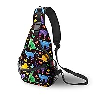 Colorful Cat Sling Bag Travel Crossbody Backpack Shoulder Pack Hiking chest Daypack for Women Men Waterproof Adjustable Lightweight Outdoor Walking Running Climbing