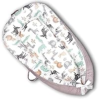 Baby Lounger for Newborn Cover, Breathable & Portable Baby Snuggle, 5-18 Months Newborn Essentials Infant Lounger, Adjustable Cotton Soft Infant Lounger Floor Seat for Travel - Animals