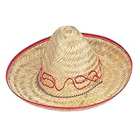Stylish Child Sombrero with Red Check Trim (32cm) 1 Piece - Ideal Mexican Hat with Eye-Catching Design
