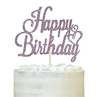 Purple Glitter Happy Birthday Cake Topper, Birthday Party Decorations Supplies