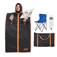 VEVOR Portable Sauna Tent Personal Sauna Kit for Home Spa, Detoxify & Soothing Infrared Heated Body Therapy, Time & Temperature Remote Control with Chair & Floor Mat 1050W
