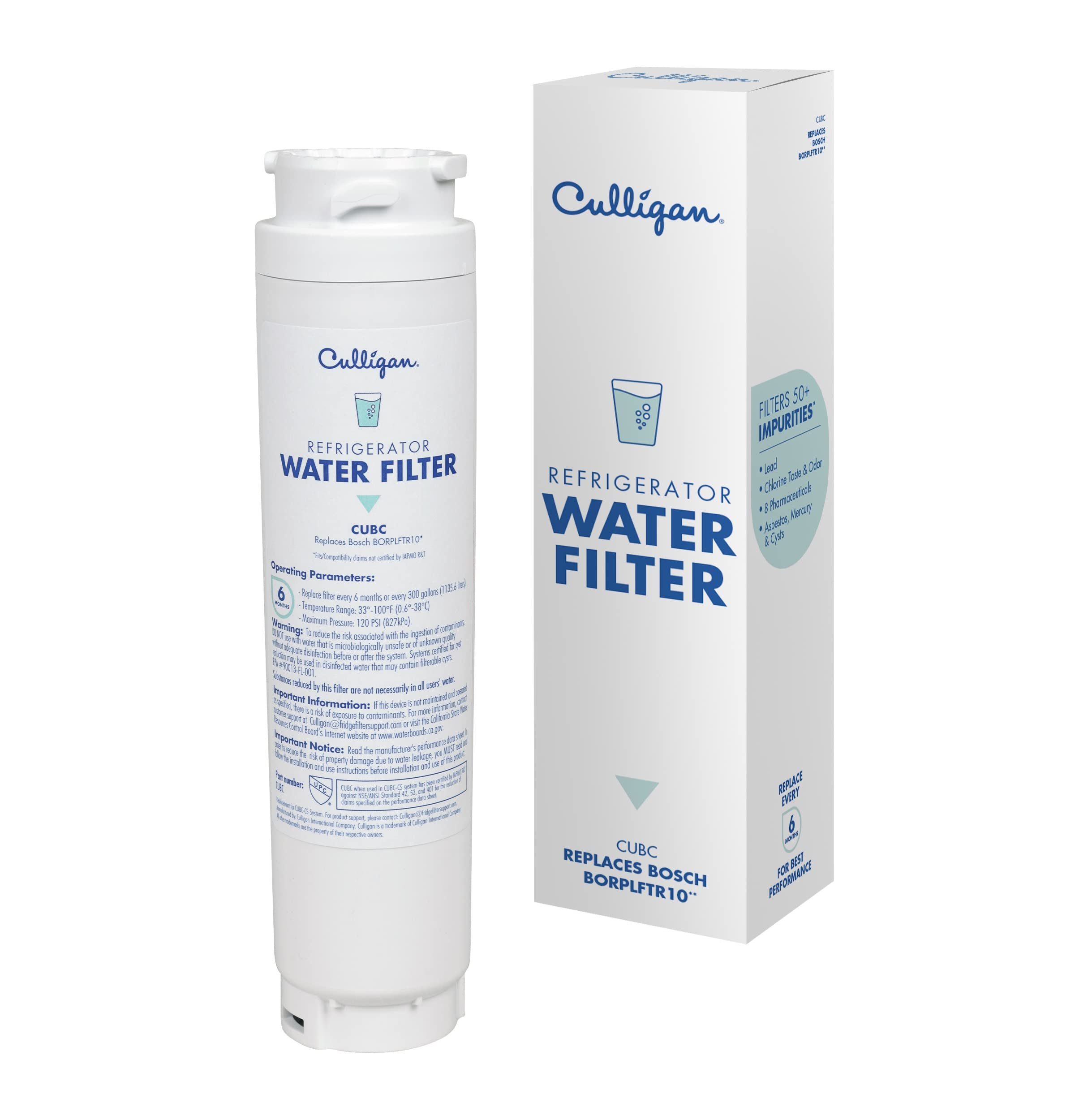 Culligan CUBC Refrigerator Water Filter | Replacement for Bosch Water Filter (BORPLFTR10) | Replace Every 6 Months | Pack of 1