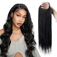 Full Shine U Part Wig Extensions Silky Straight Clip in Hair Half Wig Extensions Jet Black Wigs Remy Human Hair Full Head Natural Hair 150Grams 18Inch