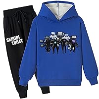 Unisex Kid Skibidi Toilet Hoodie Sweatshirts with Sweatpants Brushed Long Sleeve Tops Baggy Hooded Set for Boys Girls