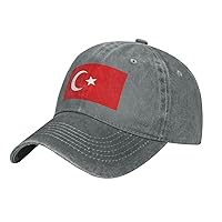 Flag of Turkey Print Unisex Adjustable Baseball Caps Washed Denim Trucker Hat Baseball Low Profile Dad Hat