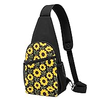 BREAUX White Dog And Flowers Crossbody Chest Bag, Casual Backpack, Small Satchel, Multi-Functional Travel Hiking Backpacks