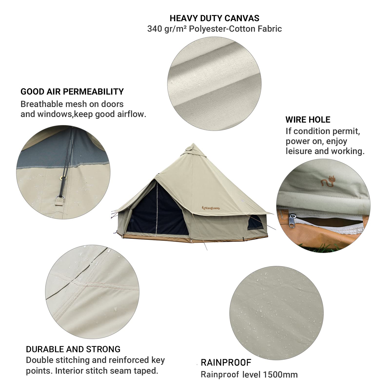 Mua KingCamp Khan Glamping Bell Tent Winter Canvas Yurt Tent with Stove  Jack  /  3 in 1 Tent and Canopy for Family Outdoor Camping,  Glamping, Breathable Wall Tent trên Amazon