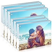 HELPLEX 6 Pack Acrylic Frame, 5x7&4x6 Combinations, 20% Thicker, 20-24mm Thick Acrylic Picture Frames, Frameless Clear Double Sided Magnetic Frame, Free Standing Desktop Display Stand Acrylic Frames