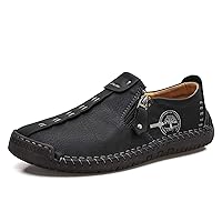 Mens Loafers Slip On Casual Shoes Leather Flat Penny Loafers Outdoor Lightweight Breathable Walking Driving Shoes Comfort Classic Hand Stitching Office Dress Work Shoes Anti Slip Round Toe Moccasins