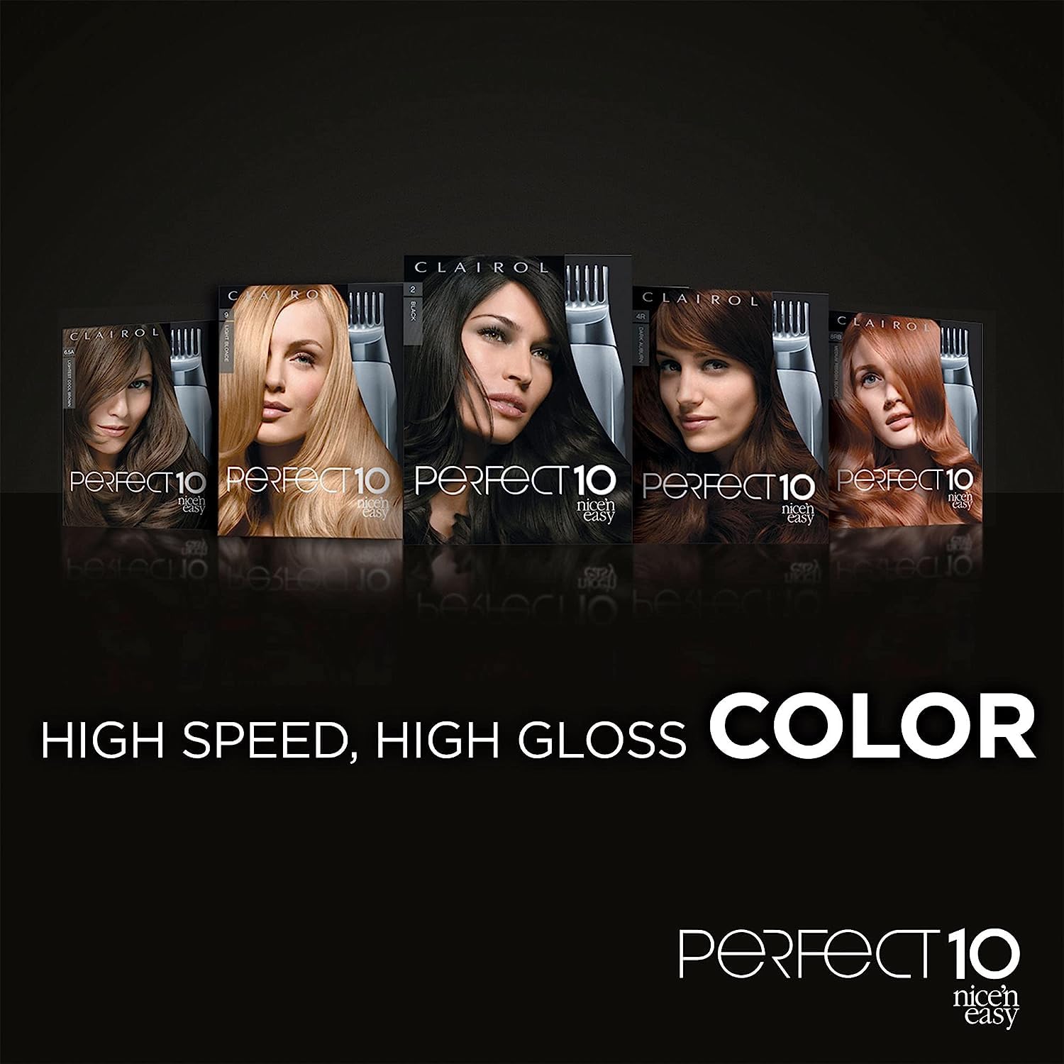 Clairol Nice'n Easy Perfect 10 Permanent Hair Dye, 4 Dark Brown Hair Color, Pack of 2