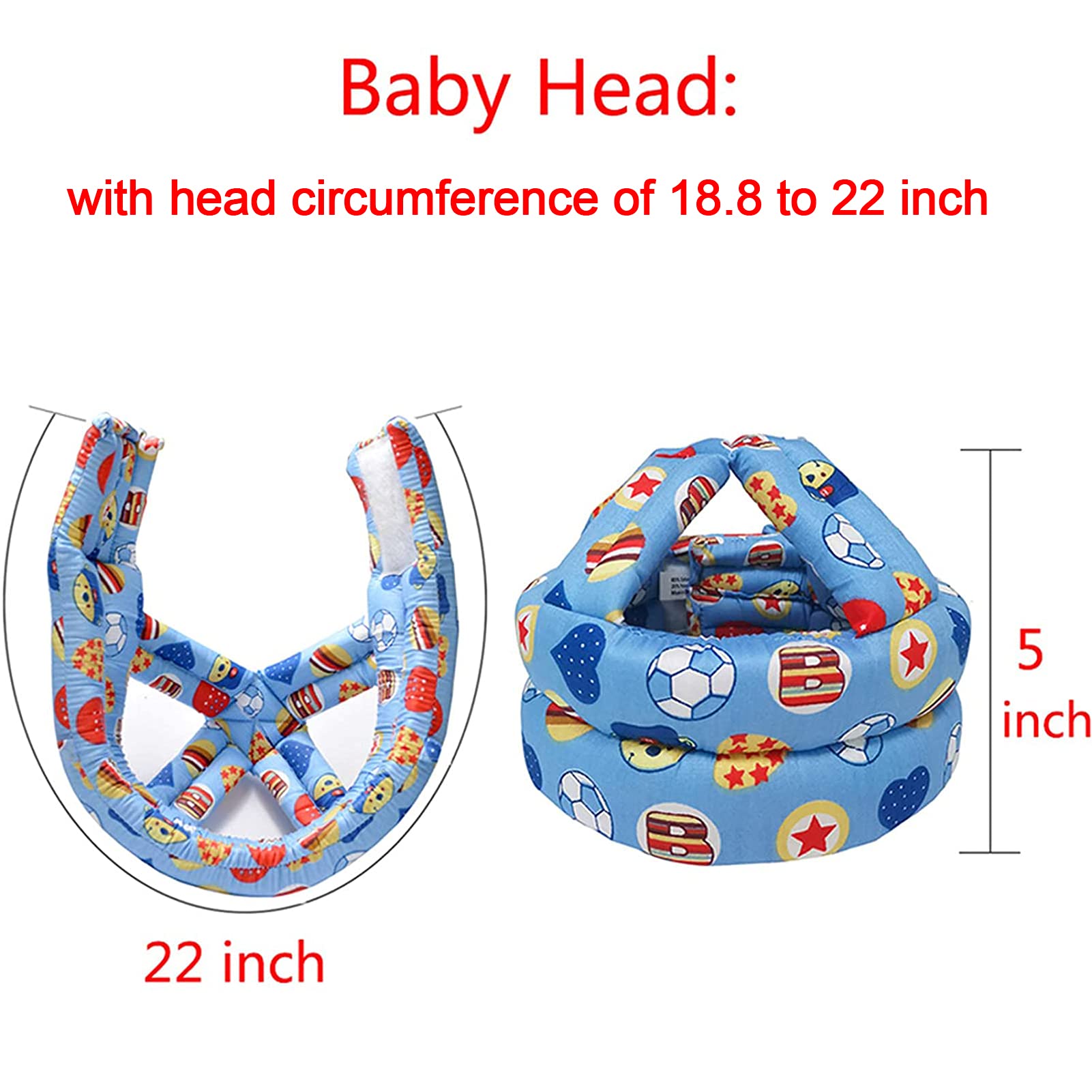 IULONEE Baby Infant Toddler Helmet No Bump Safety Head Cushion Bumper Bonnet Adjustable Protective Cap Child Safety Headguard Hat for Running Walking Crawling Safety Helmet for Kid (Blue Ball)