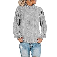 Women's 2023 Turtleneck Oversized Chunky Knitted Pullover Fall Winter Fashion Casual Sweater Long Sleeve Jumper Tops