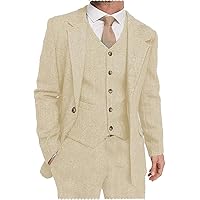 Mens Suits Herringbone Wool Tweed Suits 3 Pieces Retro Vintage Formal Tuxedos Wedding