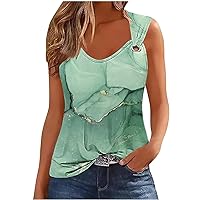 Women Vintage Marble Graphic Tank Tops Casual Trendy Crewneck O Ring Shoulder Camisole Summer Sleeveless Tunic Vest