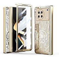 Phone Case Slim Case Compatible with VIVO X Fold with Hinge+Camera Lens Protector,Thin Hard PC Case Fashion Protective Case Compatible with VIVO X Fold Rugged Electroplating Cover ( Color : Gold )
