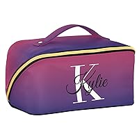 Purple Blue Gradient Personalized Makeup Bag Custom Cosmetic Bags for Women Travel Makeup Bags for Women Make Up Bag Organizer Makeup Pouch Toiletry Bag for Travel Daily Use Cosmetics