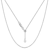 Sterling Silver Rhodium Plated Adjustable Cable Chain Necklace, 0.9mm, 22