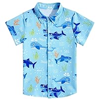 Enlifety Boys Girls Hawaii Shirt Cool Summer Casual Blouse Short Sleeve Button Down Tops Size 2-10T