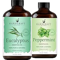 Peppermint Essential Oil and Eucalyptus Essential Oil Set – Huge 4 Fl. Oz – 100% Pure and Natural Essential Oils – Premium Therapeutic Grade with Premium Glass Dropper