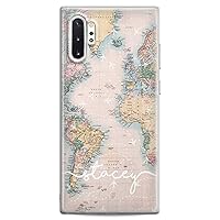 Case Compatible with Samsung S23 S22 Plus S21 FE Ultra S20+ S10 Note 20 5G S10e S9 Name White Flexible Silicone Pattern Cute Cute Personalized Initials Print Map Design Clear Slim fit Flight