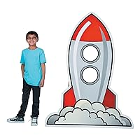 Fun Express Cardboard Rocket Spaceship Stand Up - Almost 5 Feet Tall - Great for The Classroom and VBS - VBS Vacation Bible School Supplies/Decor