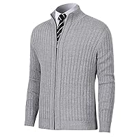 Pioneer Camp Men's Cardigan Sweaters Full Zip Up Stand Collar Slim Fit Casual Knitted Sweater with 2 Front Pockets
