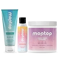 MopTop Curl Cream, Curly Hair Custard, and Mongongo Oil, Curl Defining for Wavy, Curly & Kinky-Coily Hair, Controls Frizz & Boosts Volume, Junk-Free & Natural Ingredients