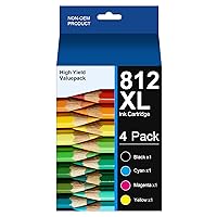 812XL Ink Cartridge Epson Replacement for Epson 812XL Ink Cartridges Combo Pack for Epson 812 812 XL T812XL Ink Cartridge to Work with Workforce Pro WF-7840 WF-7820 WF-7310 EC-C7000 Printer（4 Pack）