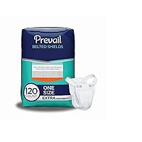 Prevail Incontinence Unisex Belted Shields, Disposable Adult Belted Shield for Men & Women - Extra Absorbency - 120 Count (4 Packs of 30)
