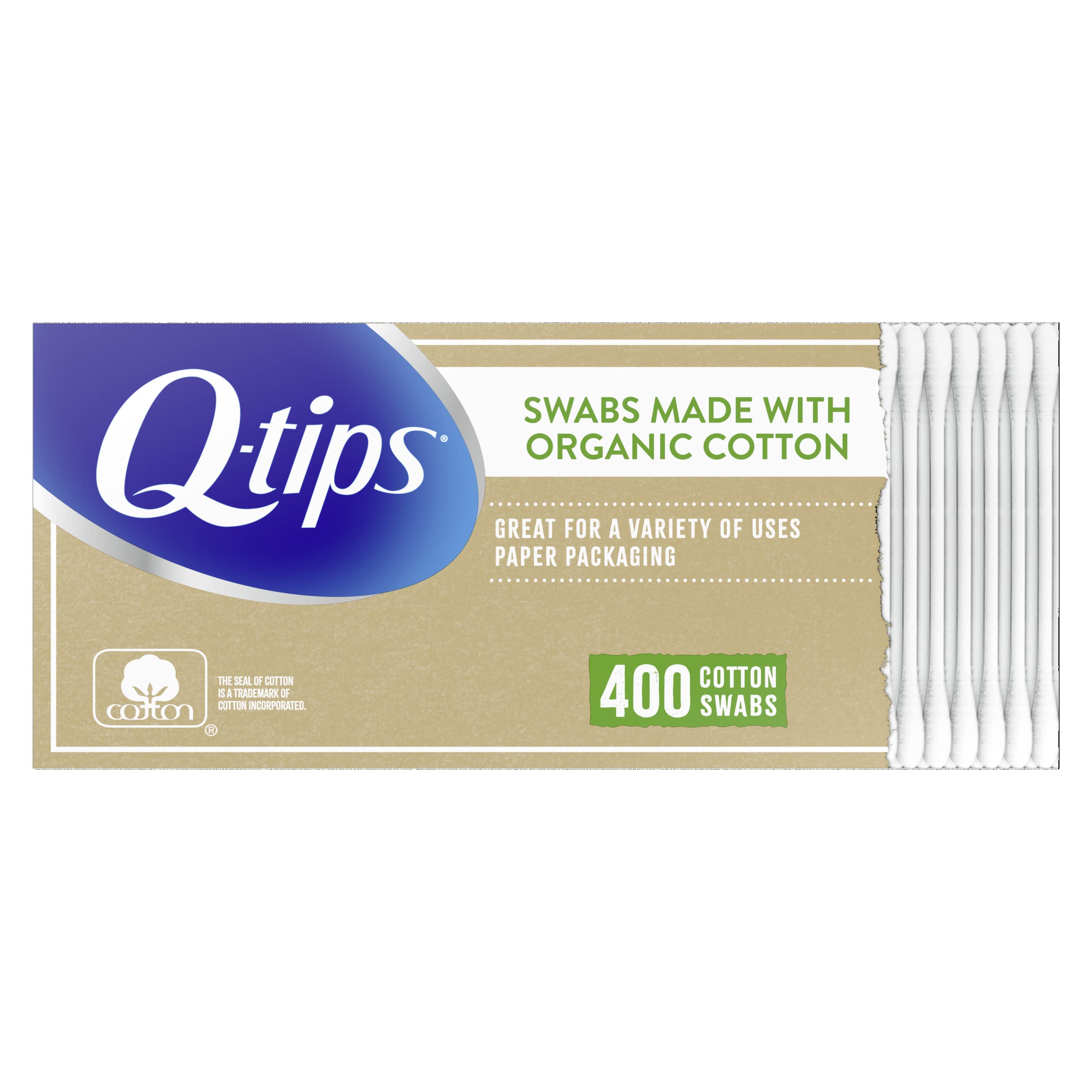 Q-tips Cotton Swabs Organic Swab Ultimate Home and Beauty Tool Made from Organic Cotton, Paper Pack of 1 (4 units)