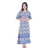 Indian 100% Cotton Women Summer Maxi Long Dress Plus Size Animal Print Purple Color