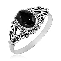 Black Onyx Gemstone 925 Sterling Silver Cocktail Handmade Everyday Women Ring Jewelry For Girls