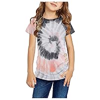 Girly Tops for Teen Girls Kids Sleeve Tops Rainbow Tie-Dyed Child Printed Girls Tops 5t Girl Shirts