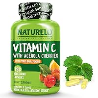NATURELO Vitamin C with Organic Acerola Cherry Extract and Citrus Bioflavonoids - Vegan Supplement - Immune Support - 500 mg VIT C per Cap - Non-GMO - 180 Capsules