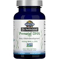 Garden of Life Dr. Formulated Prenatal Vegan DHA - Certified Vegan Omega 3 Supplement with 400mg DHA + DPA from Algal Omega 3 in Triglyceride Form, Non-GMO Algae Omega 3 for Vegans, 30 Softgels