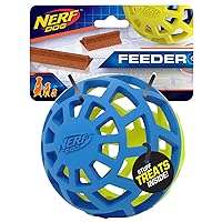 Nerf Dog 5 Inch Durable Treat Feeder Ball for Dogs, Blue/Green