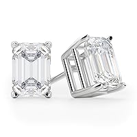 Emerald Moissanite Stud, 4.00 CT Emerald Brilliant Cut Wedding Earrings, 925 Silver Stud Earrings, Engagement Bridal Earrings, Perfact for Gift Or As You Want