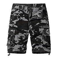Mens Tactical Camo Shorts Big and Tall Cargo Short for Men Soft Twill Cotton Hiking Fishing Cargo Sweat Shorts
