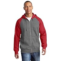 SPORT-TEK Raglan Colorblock Full-Zip Hooded Fleece Jacket (ST269) -Graphite H -XL