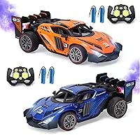 2 Pack Remote Control Drift Car with Spray and Light, Fog Mist High Speed Racing Cars, 2.4GHZ 4WD Off Road Toy Vehicle for Adults Kids Boys Girls, Blue and Orange