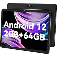 SGIN 10 Inches Tablet Computer, 2GB RAM 64GB ROM, Android 12 IPS Display, Quad-Core Processor 1.6GHz, 5000mWh Battery, TF Card 32GB Expansion, GPS, Bluetooth, Black, WiFi