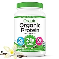 Organic Vegan Protein Powder, Vanilla Bean - 21g Plant Based Protein, Gluten Free, Dairy Free, Lactose Free, Soy Free, No Sugar Added, Kosher, For Smoothies & Shakes - 2.03lb