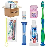 SmileGoods Child Deluxe Dental Care Kit with Toothbrush, Toothpaste, Floss, Sand Timer and Lip Balm, 72 Pack